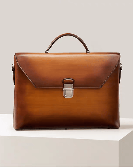 Vintage Cowhide Leather Envelop Briefcases, Business Bags  And Laptop Computer Handbags-3
