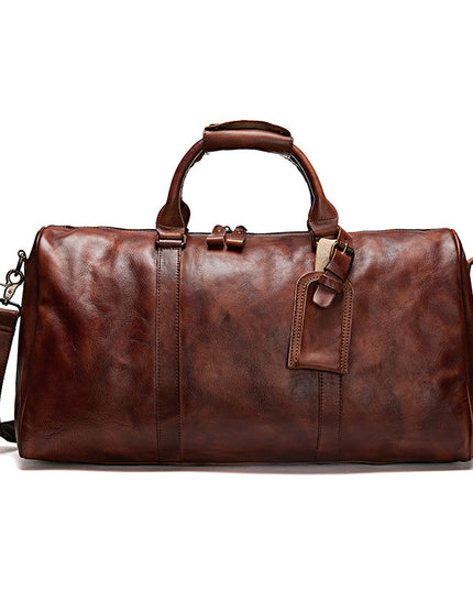 Vegetable Tanning Leather Duffle Bag Travel Case Duffel, Luggage Bags, Gym Sports Leather Bag ,Vintage Overnight Weekender Carry On Duffle Bag For Men and Women-4