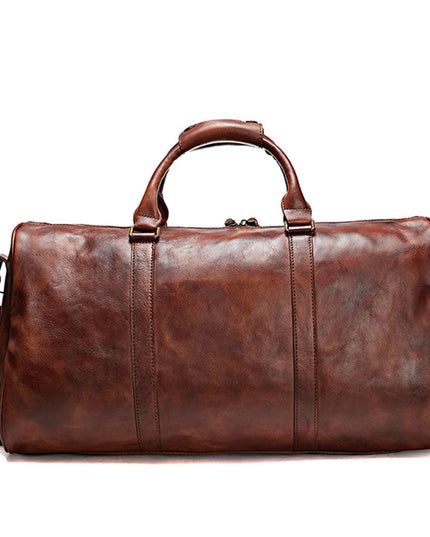 Vegetable Tanning Leather Duffle Bag Travel Case Duffel, Luggage Bags, Gym Sports Leather Bag ,Vintage Overnight Weekender Carry On Duffle Bag For Men and Women-0