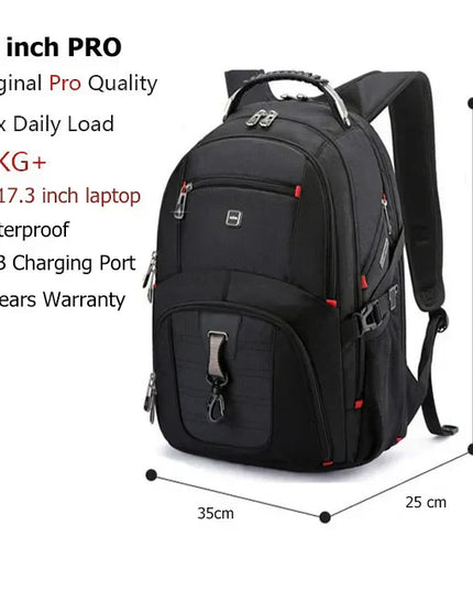 Swiss-Style Waterproof Laptop Backpack with USB Charge Port-1