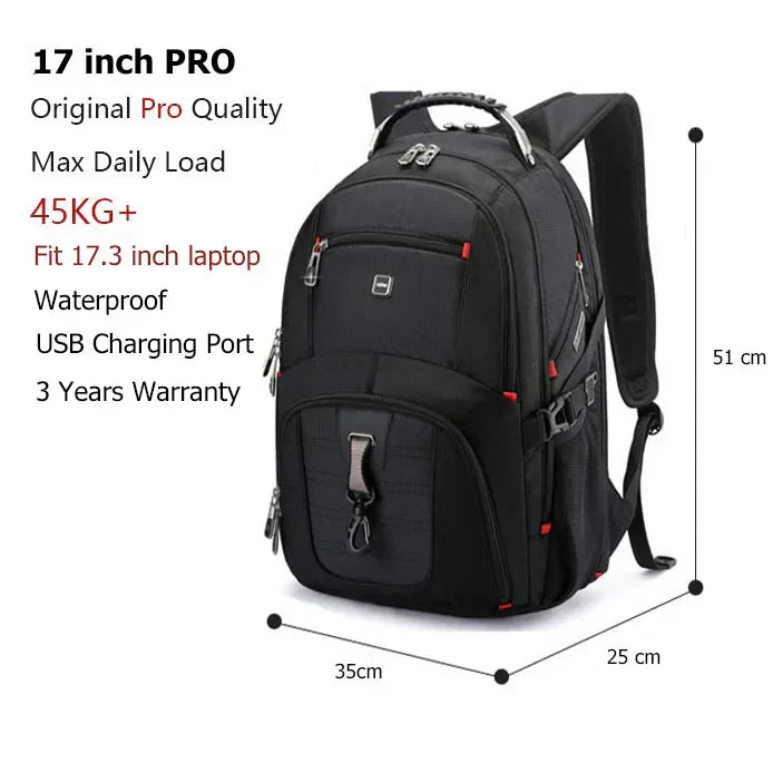 Swiss-Style Waterproof Laptop Backpack with USB Charge Port-1