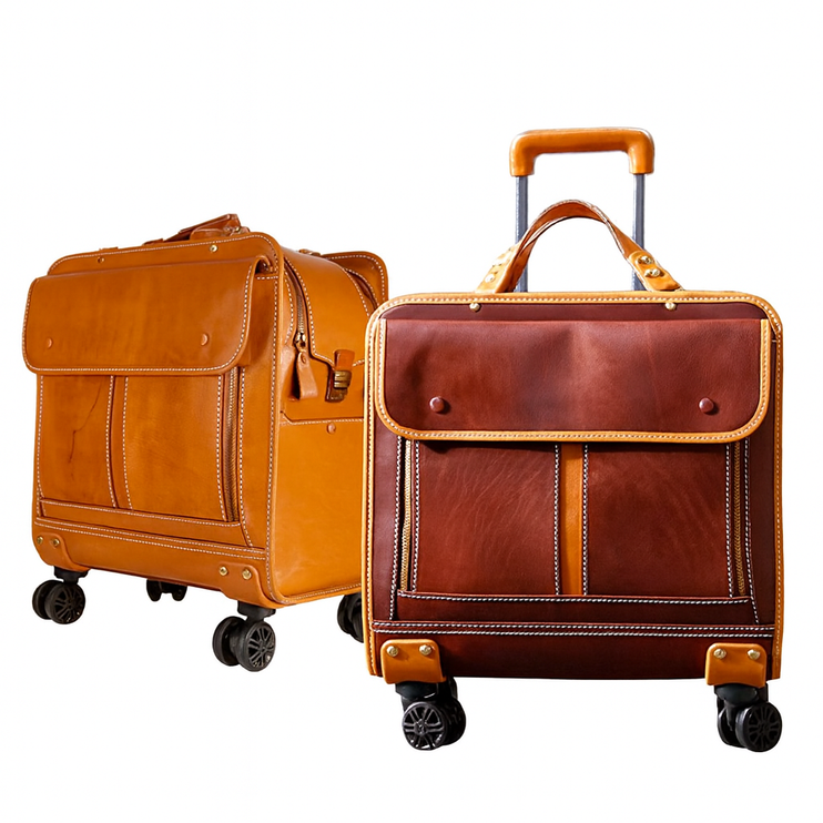Rossie Viren genuine vintage italiaanse plantaardig gelooide leren koffer 20 inch