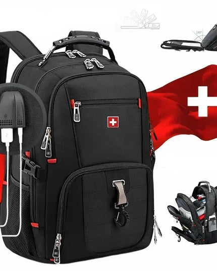 Waterproof Backpack with USB Charging PortRucksack Black-1