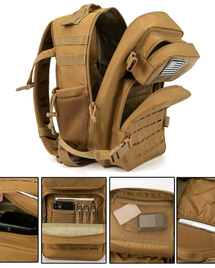25L Militaire Tactische Rugzak met MOLLE Khaki - Waterafstotende Outdoor Backpack