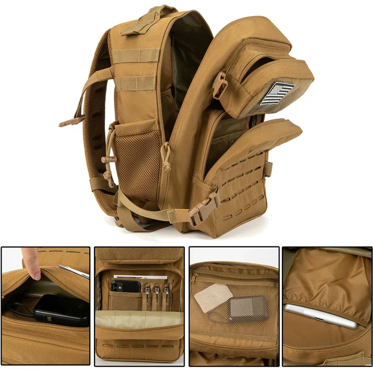 25L Militaire Tactische Rugzak met MOLLE Khaki - Waterafstotende Outdoor Backpack