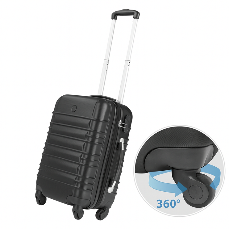 Set van 4 koffers met harde wanden, kleur zwart