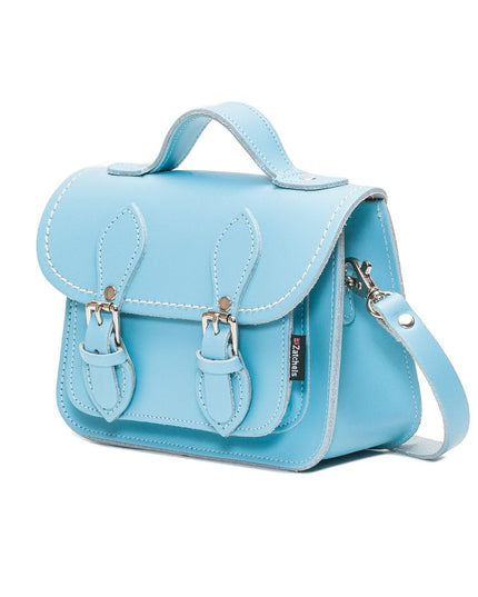 Handmade Leather Micro Satchel - Pastel Baby Blue-1