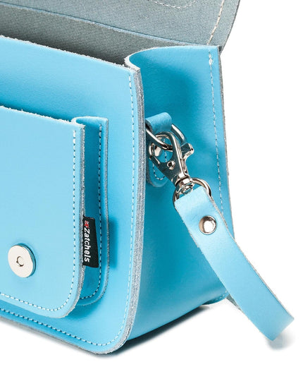 Handmade Leather Micro Satchel - Pastel Baby Blue-2
