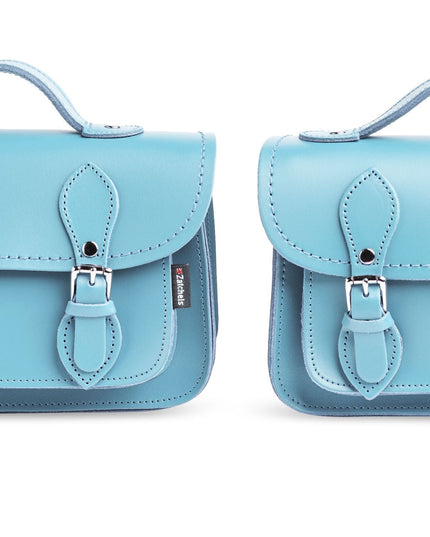 Handmade Leather Micro Satchel - Pastel Baby Blue-4