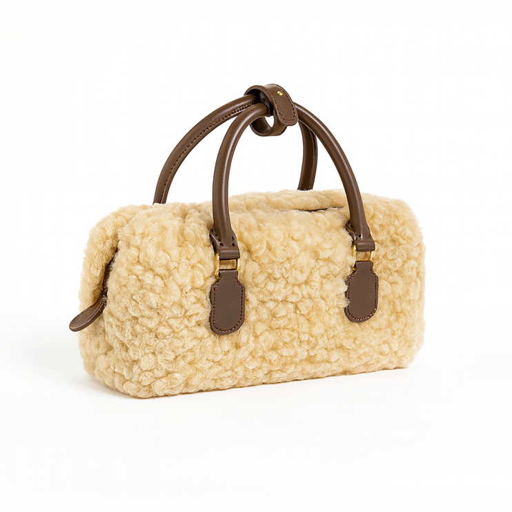 Beige teddy handtas