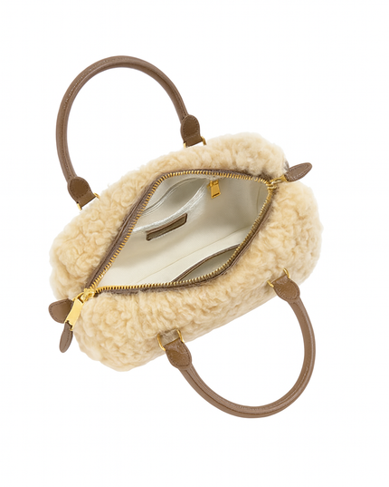 Beige teddy handtas