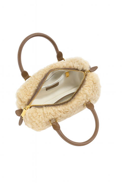 Beige teddy handtas